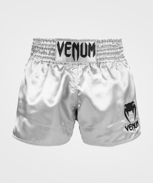 Venum Classic Naisten Muay Thai Shortsit Hopea Mustat | 80179-OUHP | Suomi