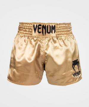 Venum Classic Naisten Muay Thai Shortsit Kultaiset Mustat | 69327-CNOU | Suomi