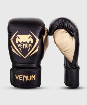 Venum Contender(Muay Thai) Miesten Nyrkkeilyhanskat Mustat Kultaiset | 24678-DWLH | Suomi