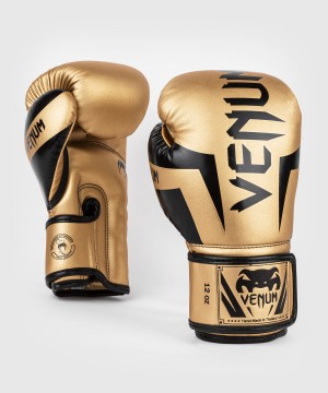 Venum Elite(Muay Thai) Miesten Nyrkkeilyhanskat Kultaiset Mustat | 87415-WRZG | Suomi