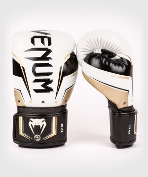 Venum Elite Evo(Muay Thai) Miesten Nyrkkeilyhanskat Valkoinen Kultaiset | 87104-FSXJ | Suomi