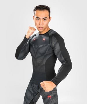 Venum Phantom Long Sleeves Miesten MMA Rashguard Mustat Punainen | 53802-UWDO | Suomi