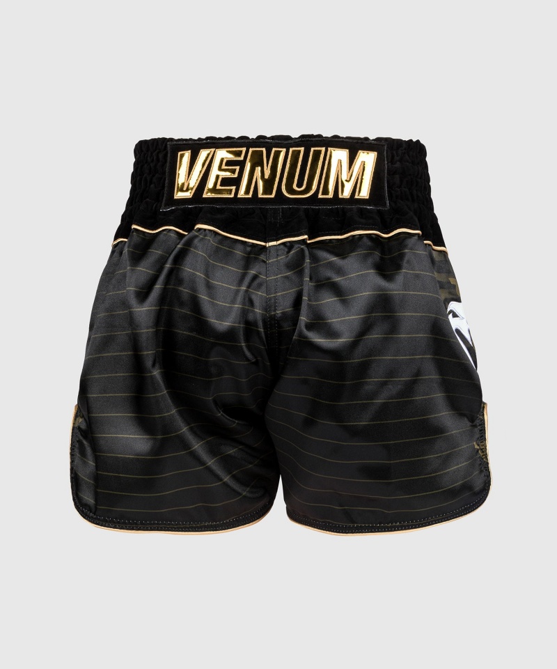 Venum Attack Miesten Muay Thai Shortsit Mustat Kultaiset | 12497-WZXE | Suomi