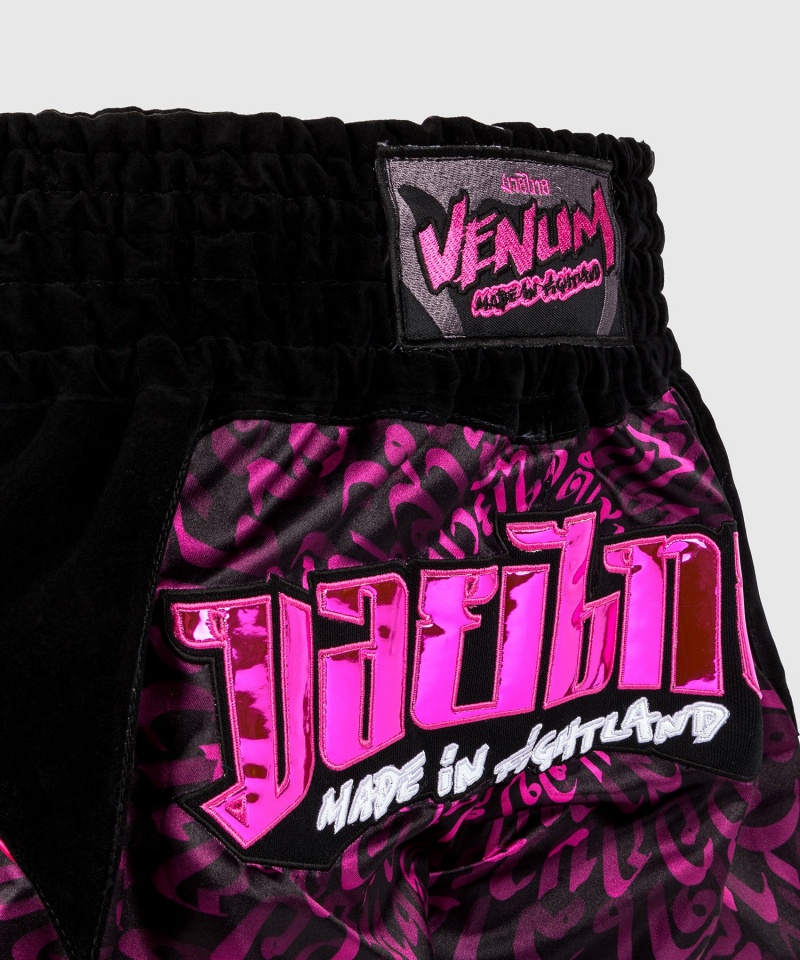 Venum Attack Miesten Muay Thai Shortsit Mustat Pinkki | 03129-LUMY | Suomi