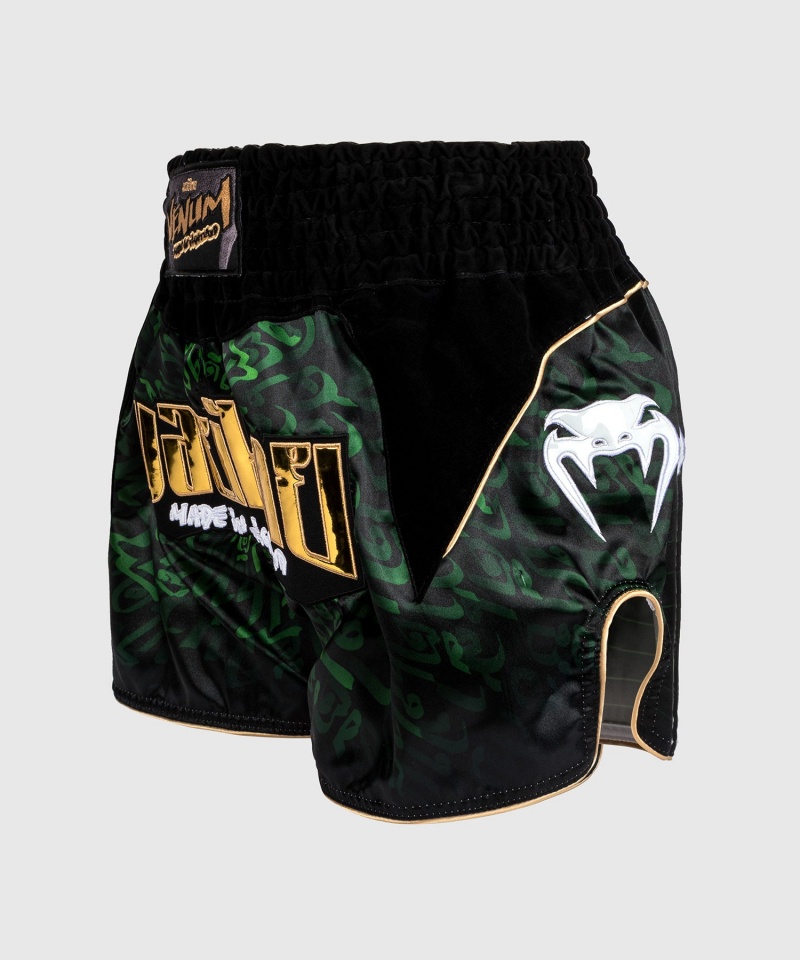 Venum Attack Miesten Muay Thai Shortsit Mustat Vihreä | 86235-SURW | Suomi