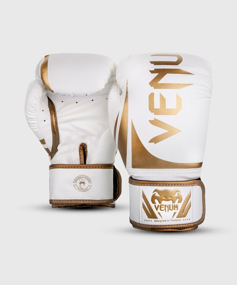 Venum Challenger 2.0(Muay Thai) Miesten Nyrkkeilyhanskat Valkoinen Kultaiset | 27846-AYFN | Suomi