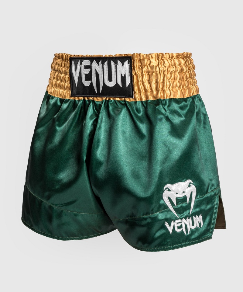 Venum Classic Miesten Muay Thai Shortsit Vihreä Kultaiset Valkoinen | 24670-KHQX | Suomi