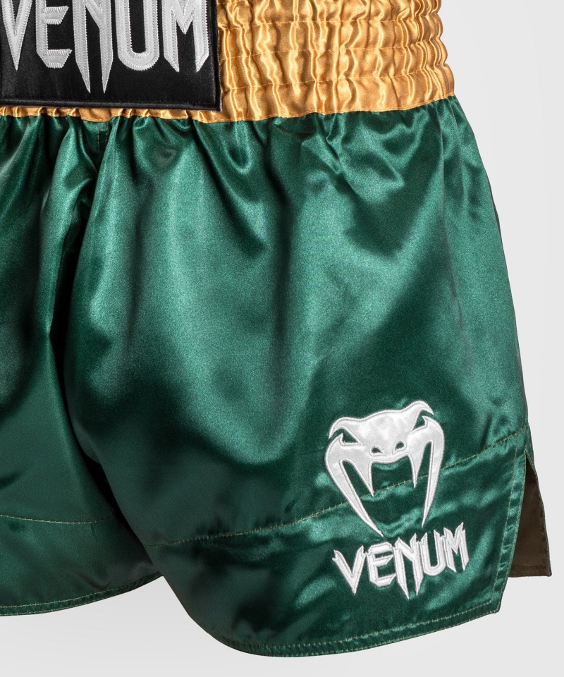 Venum Classic Miesten Muay Thai Shortsit Vihreä Kultaiset Valkoinen | 24670-KHQX | Suomi