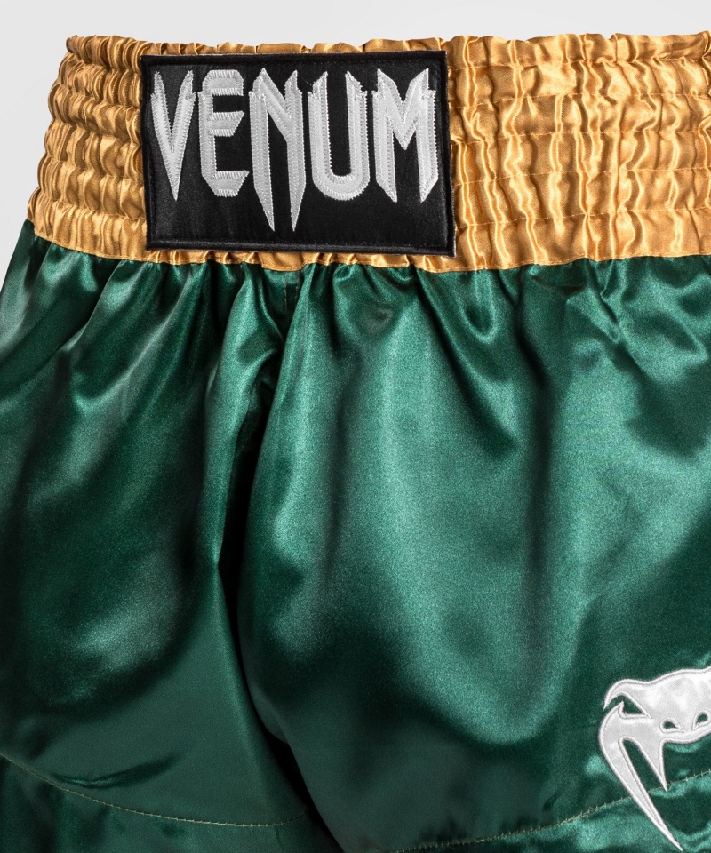 Venum Classic Miesten Muay Thai Shortsit Vihreä Kultaiset Valkoinen | 24670-KHQX | Suomi