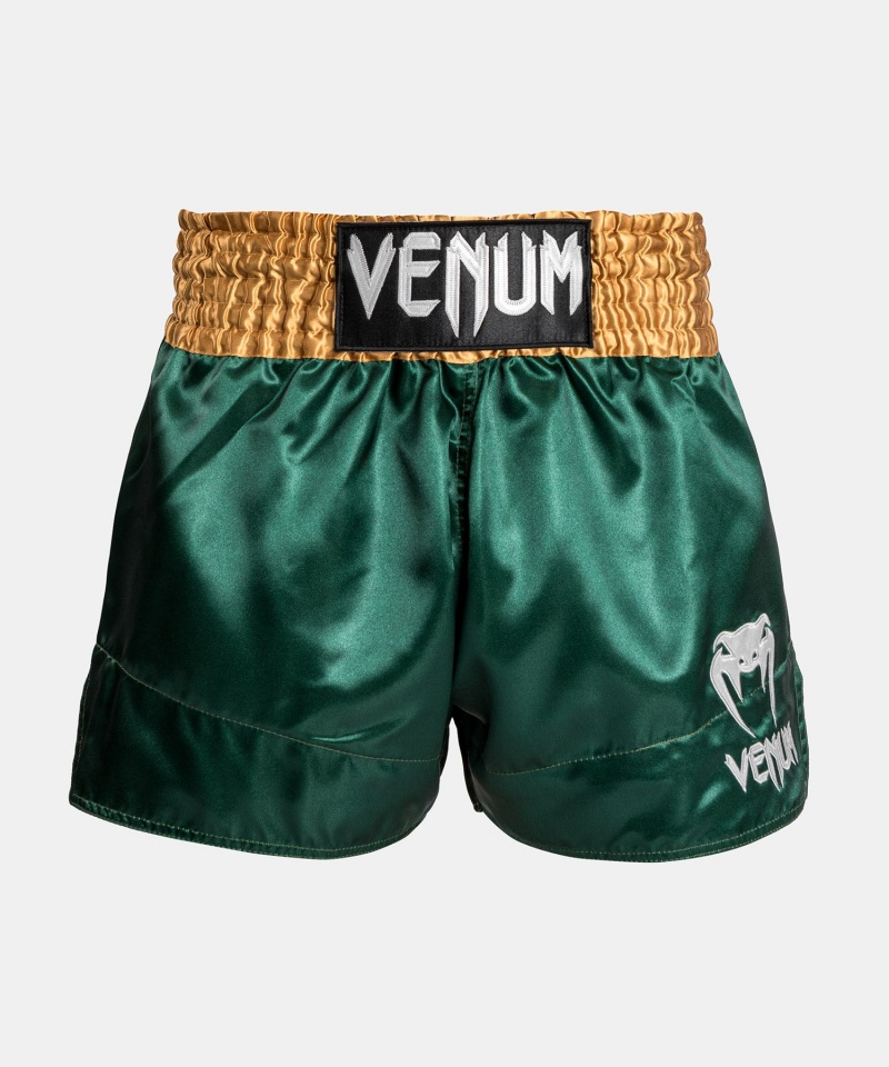 Venum Classic Miesten Muay Thai Shortsit Vihreä Kultaiset Valkoinen | 24670-KHQX | Suomi