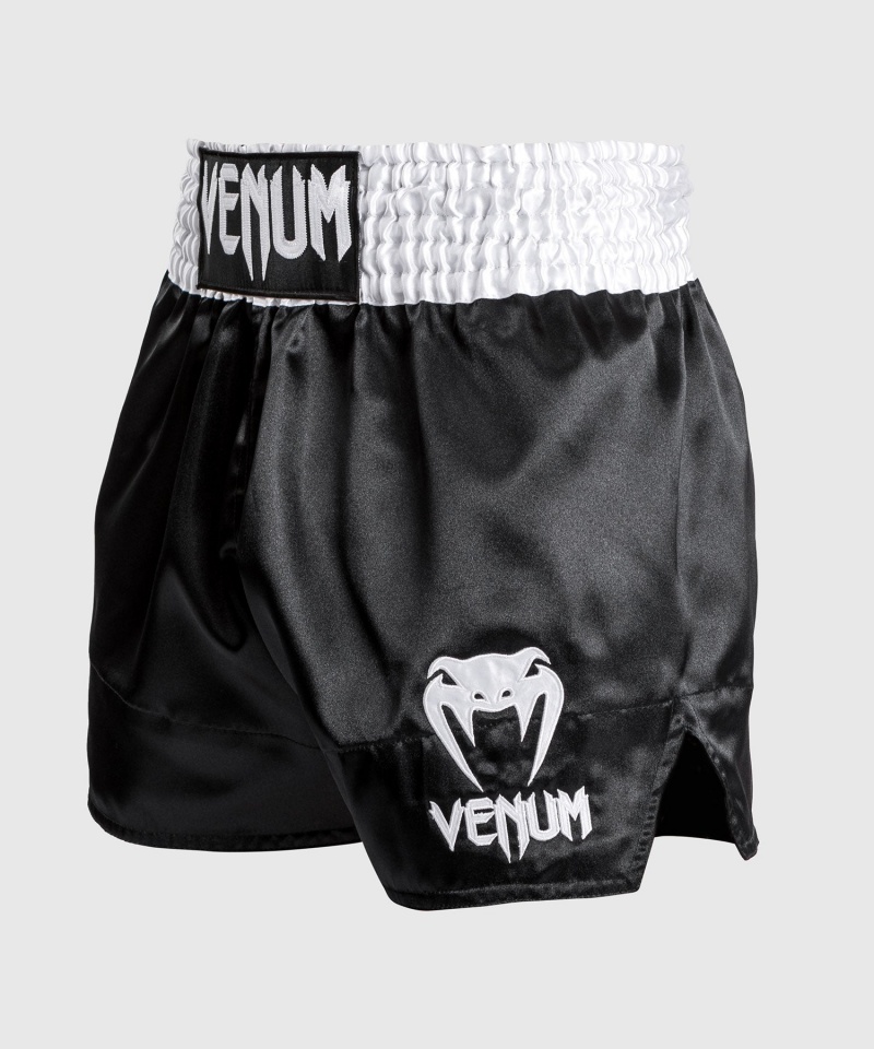 Venum Classic Miesten Muay Thai Shortsit Mustat Valkoinen | 63509-SWXQ | Suomi