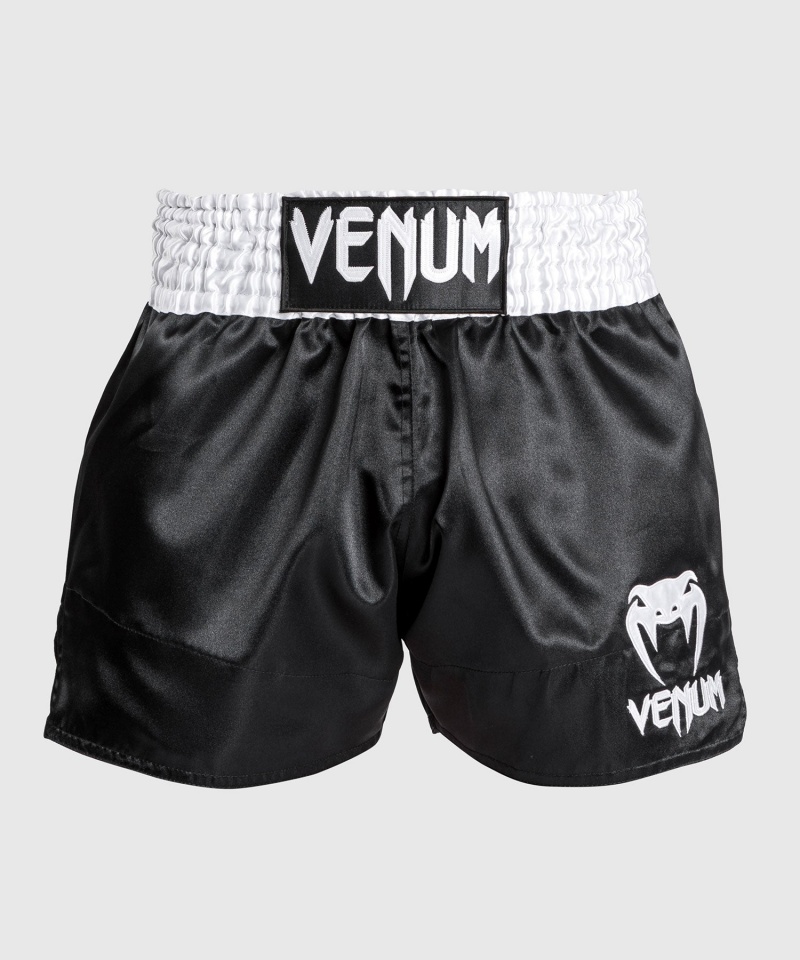 Venum Classic Miesten Muay Thai Shortsit Mustat Valkoinen | 63509-SWXQ | Suomi