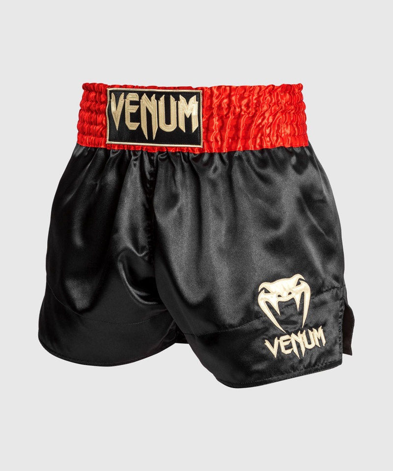 Venum Classic Miesten Muay Thai Shortsit Punainen Mustat Kultaiset | 87412-LPNT | Suomi