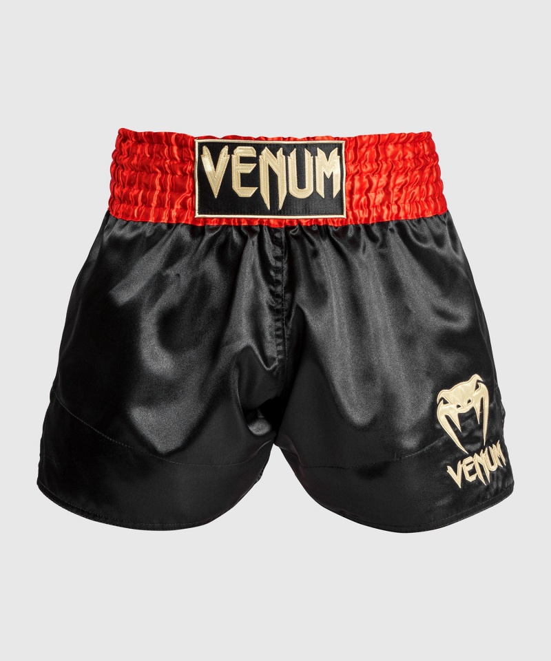 Venum Classic Miesten Muay Thai Shortsit Punainen Mustat Kultaiset | 87412-LPNT | Suomi