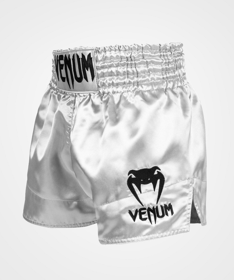 Venum Classic Naisten Muay Thai Shortsit Hopea Mustat | 80179-OUHP | Suomi