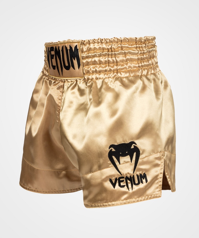 Venum Classic Naisten Muay Thai Shortsit Kultaiset Mustat | 69327-CNOU | Suomi