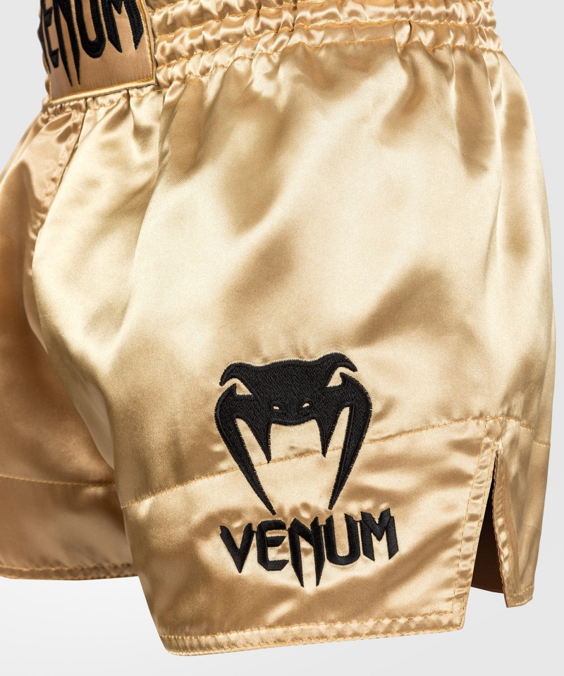 Venum Classic Naisten Muay Thai Shortsit Kultaiset Mustat | 69327-CNOU | Suomi