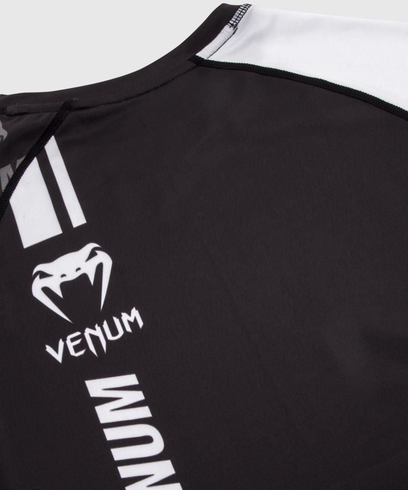 Venum Electron 3.0 Logos Lyhyt Sleeves Miesten MMA Rashguard Mustat Valkoinen | 92784-DKGU | Suomi