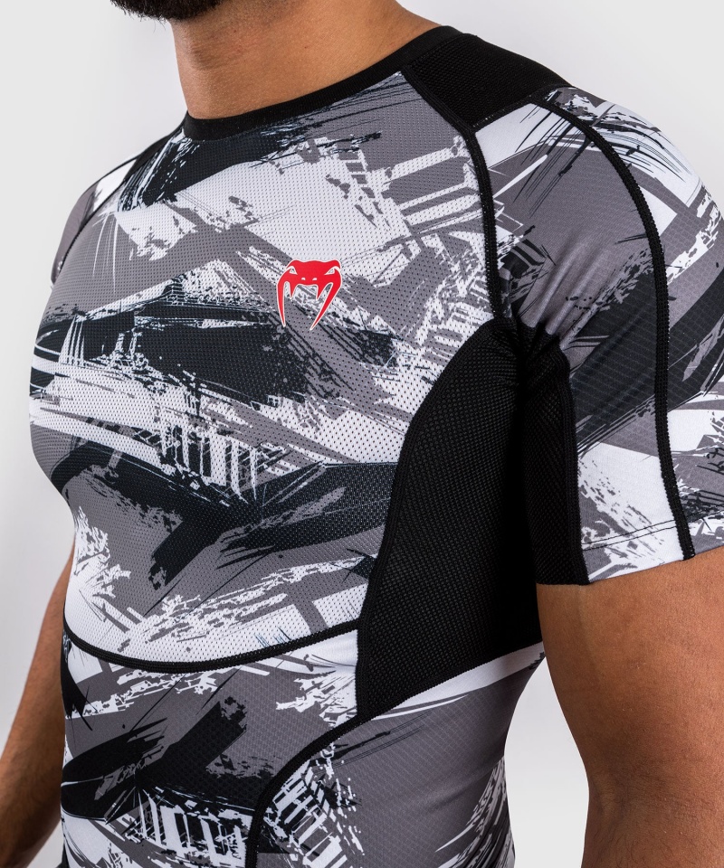 Venum Electron 3.0 Lyhyt Sleeve Miesten MMA Rashguard Harmaat Punainen | 52093-VBHM | Suomi