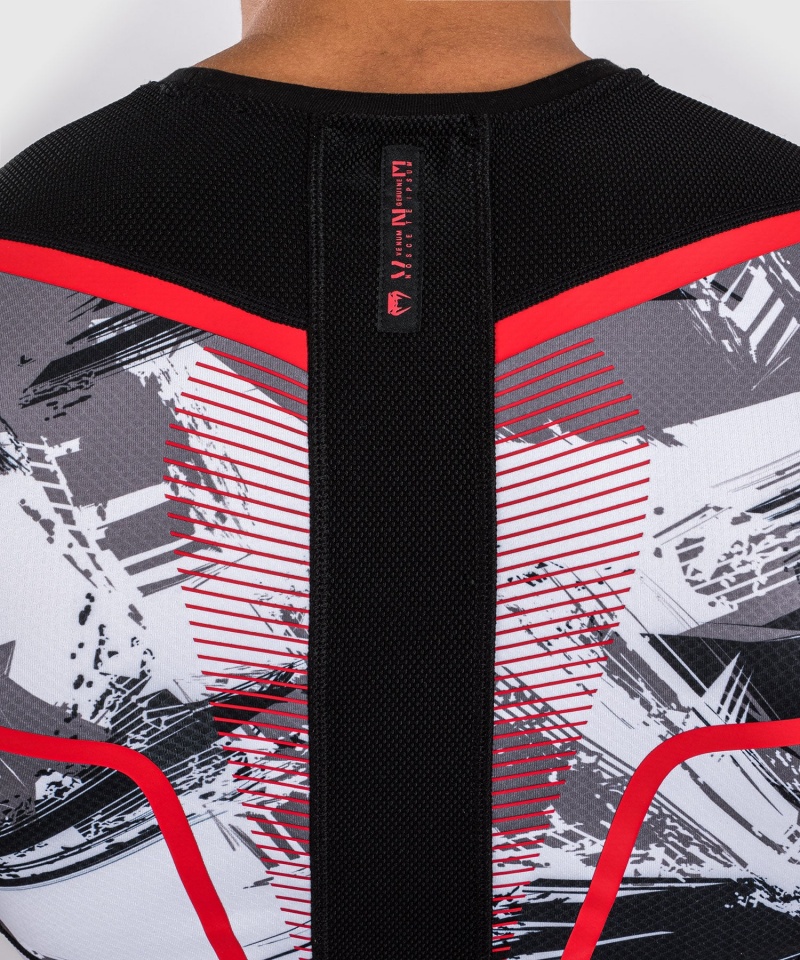 Venum Electron 3.0 Lyhyt Sleeve Miesten MMA Rashguard Harmaat Punainen | 52093-VBHM | Suomi