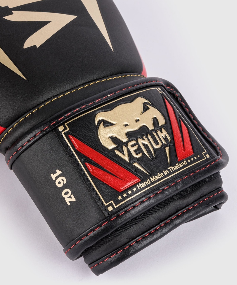 Venum Elite(Muay Thai) Miesten Nyrkkeilyhanskat Mustat Kultaiset Punainen | 93075-KSHI | Suomi