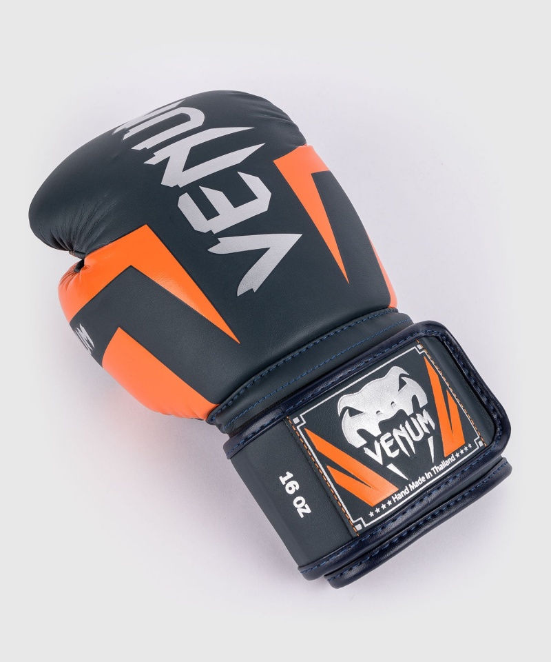 Venum Elite(Muay Thai) Miesten Nyrkkeilyhanskat Laivastonsininen Hopea Oranssi | 63241-FJAY | Suomi