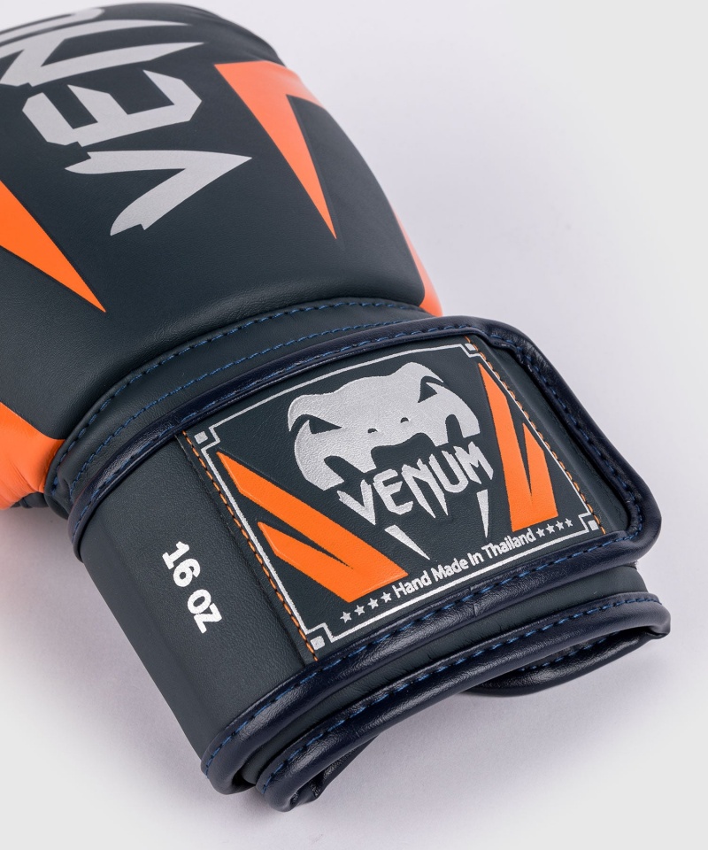 Venum Elite(Muay Thai) Miesten Nyrkkeilyhanskat Laivastonsininen Hopea Oranssi | 63241-FJAY | Suomi