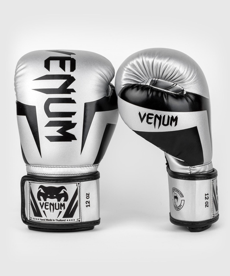 Venum Elite(Muay Thai) Miesten Nyrkkeilyhanskat Hopea Mustat | 08924-JRVQ | Suomi