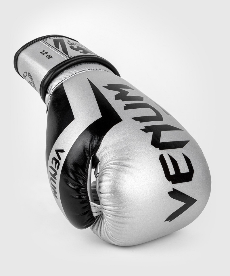 Venum Elite(Muay Thai) Miesten Nyrkkeilyhanskat Hopea Mustat | 08924-JRVQ | Suomi