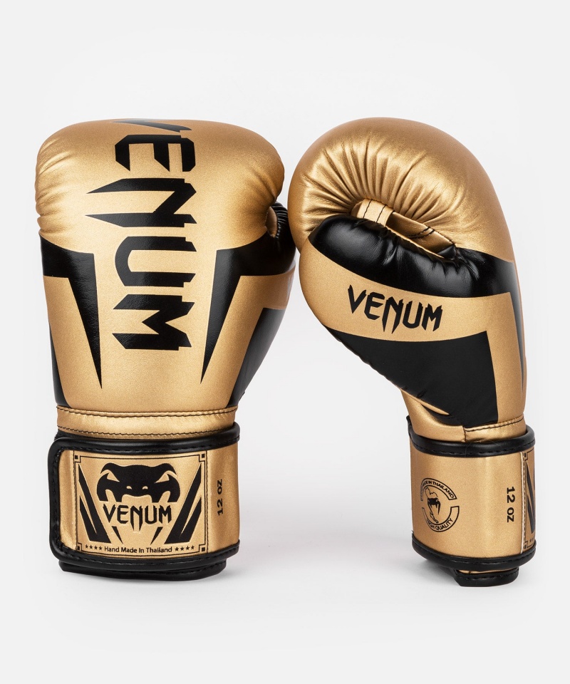 Venum Elite(Muay Thai) Miesten Nyrkkeilyhanskat Kultaiset Mustat | 87415-WRZG | Suomi