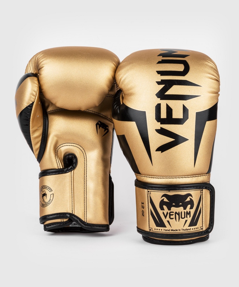 Venum Elite(Muay Thai) Miesten Nyrkkeilyhanskat Kultaiset Mustat | 87415-WRZG | Suomi