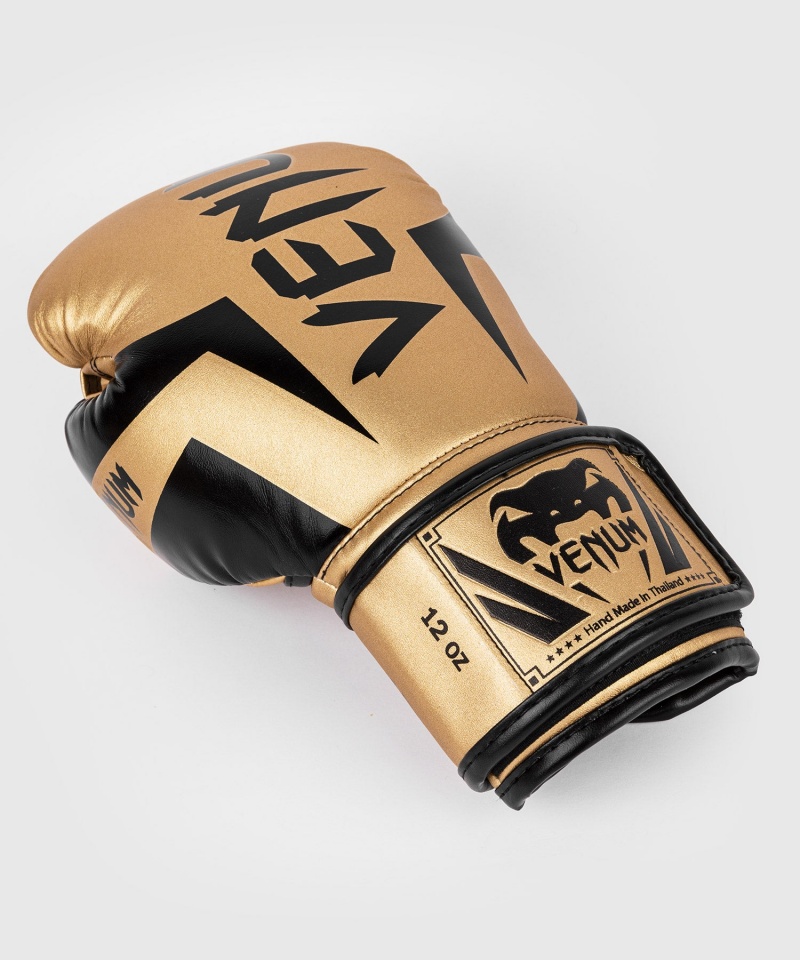 Venum Elite(Muay Thai) Miesten Nyrkkeilyhanskat Kultaiset Mustat | 87415-WRZG | Suomi