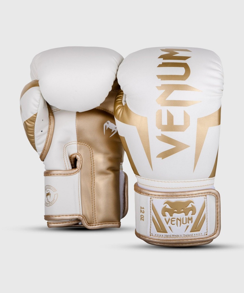 Venum Elite(Muay Thai) Miesten Nyrkkeilyhanskat Valkoinen Kultaiset | 62478-NRHE | Suomi