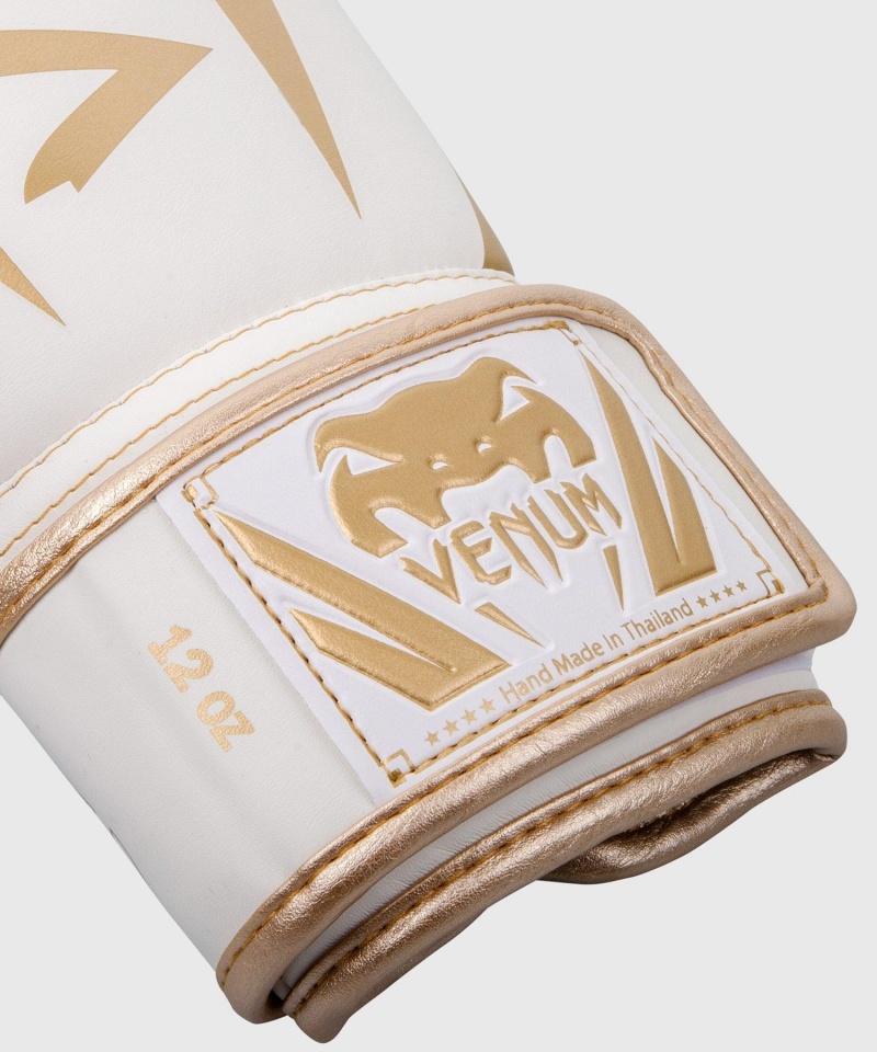 Venum Elite(Muay Thai) Miesten Nyrkkeilyhanskat Valkoinen Kultaiset | 62478-NRHE | Suomi