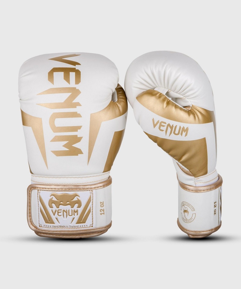 Venum Elite(Muay Thai) Miesten Nyrkkeilyhanskat Valkoinen Kultaiset | 62478-NRHE | Suomi