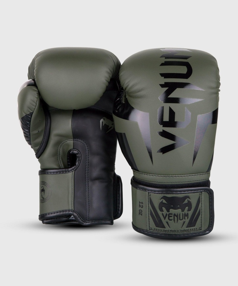 Venum Elite(Muay Thai) Miesten Nyrkkeilyhanskat Khaki Mustat | 92351-DLQG | Suomi