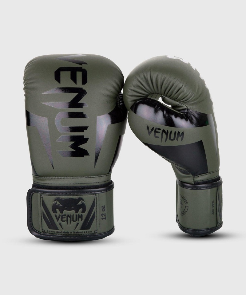 Venum Elite(Muay Thai) Miesten Nyrkkeilyhanskat Khaki Mustat | 92351-DLQG | Suomi