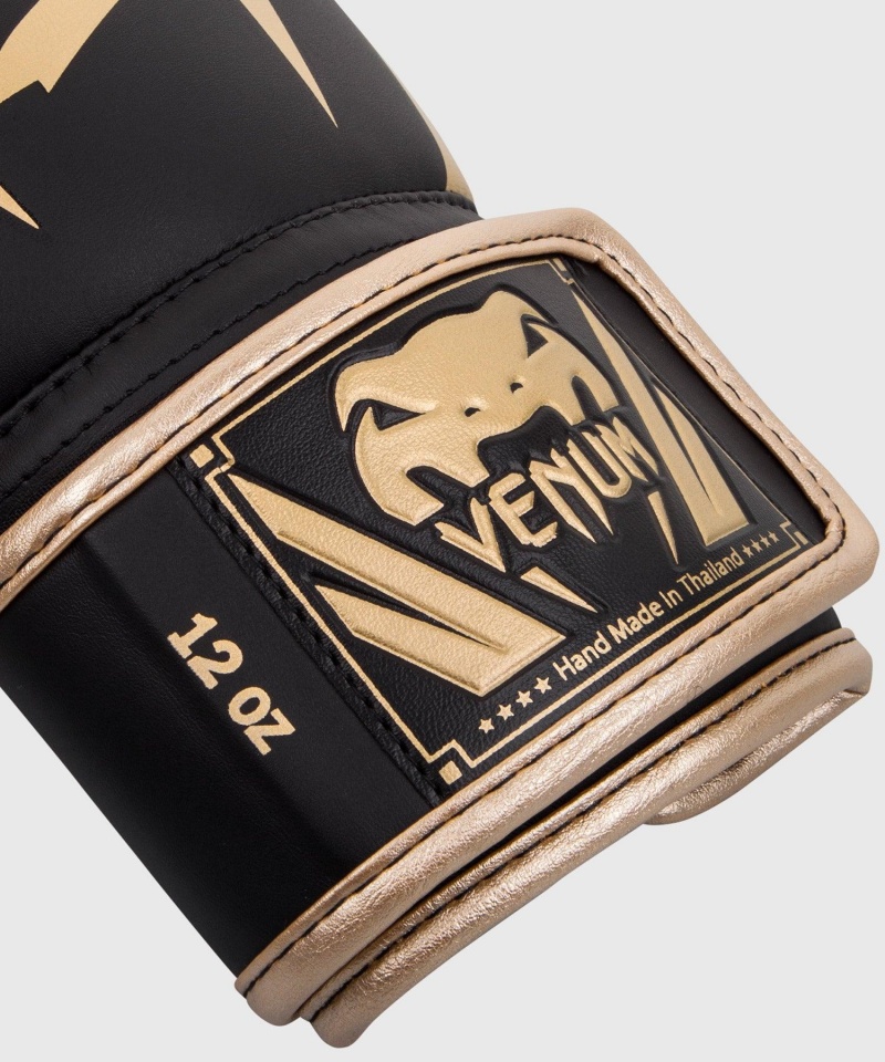 Venum Elite(Muay Thai) Miesten Nyrkkeilyhanskat Mustat Kultaiset | 35642-RHBW | Suomi