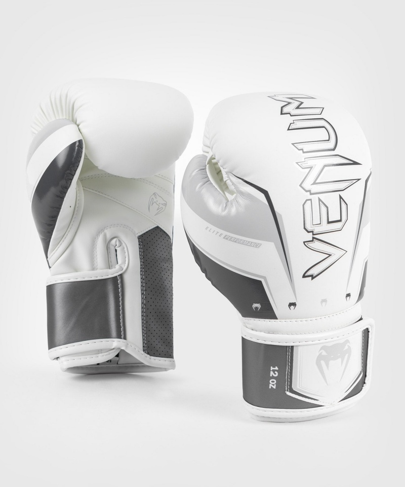 Venum Elite Evo(Muay Thai) Miesten Nyrkkeilyhanskat Harmaat Valkoinen | 23154-UYQN | Suomi