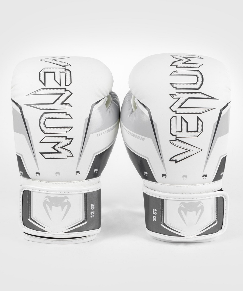 Venum Elite Evo(Muay Thai) Miesten Nyrkkeilyhanskat Harmaat Valkoinen | 23154-UYQN | Suomi