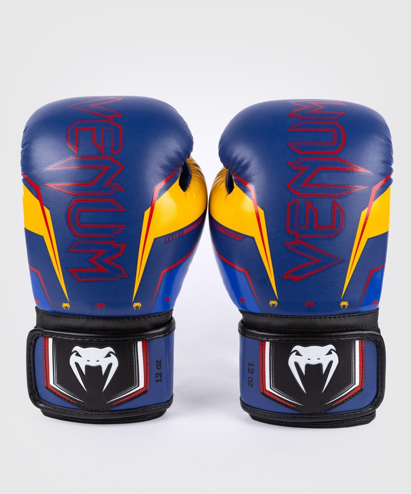 Venum Elite Evo(Muay Thai) Miesten Nyrkkeilyhanskat Sininen Keltainen | 71490-DHMZ | Suomi