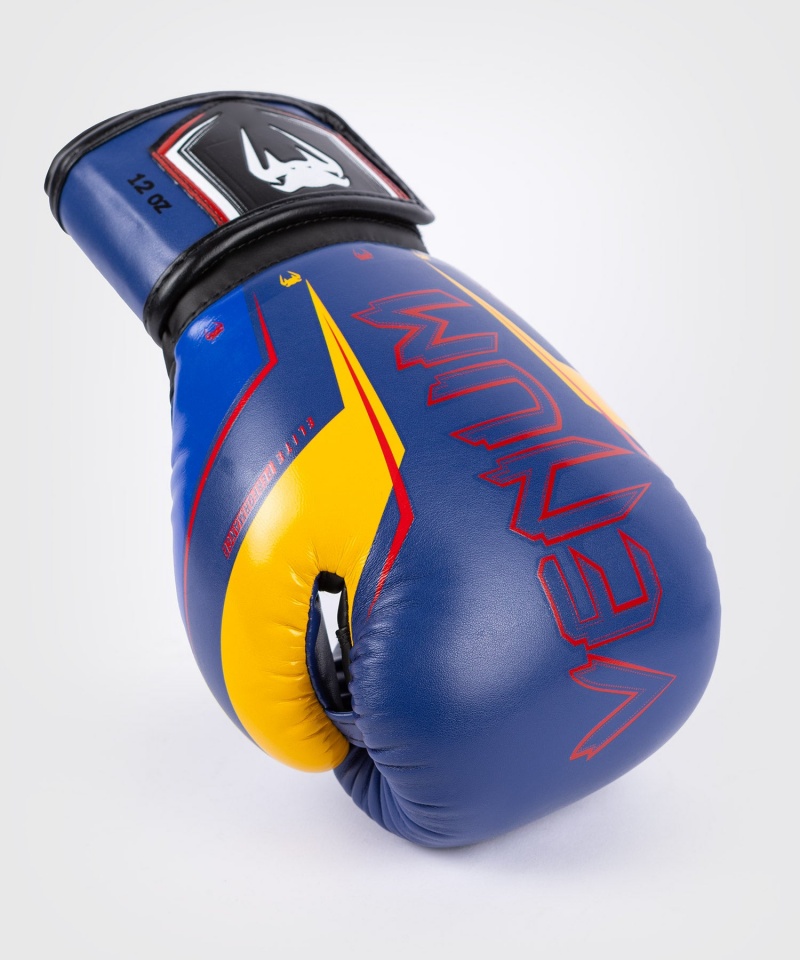 Venum Elite Evo(Muay Thai) Miesten Nyrkkeilyhanskat Sininen Keltainen | 71490-DHMZ | Suomi