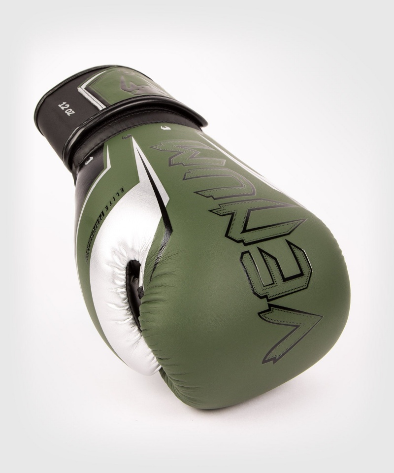 Venum Elite Evo(Muay Thai) Miesten Nyrkkeilyhanskat Khaki Hopea | 03975-TRVO | Suomi