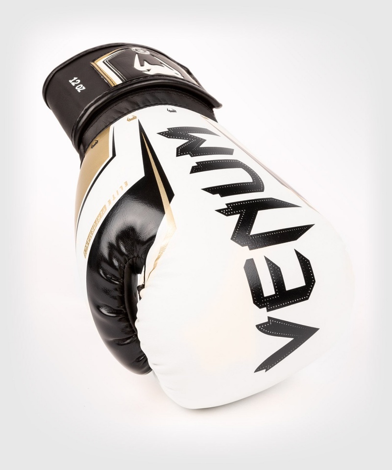 Venum Elite Evo(Muay Thai) Miesten Nyrkkeilyhanskat Valkoinen Kultaiset | 87104-FSXJ | Suomi