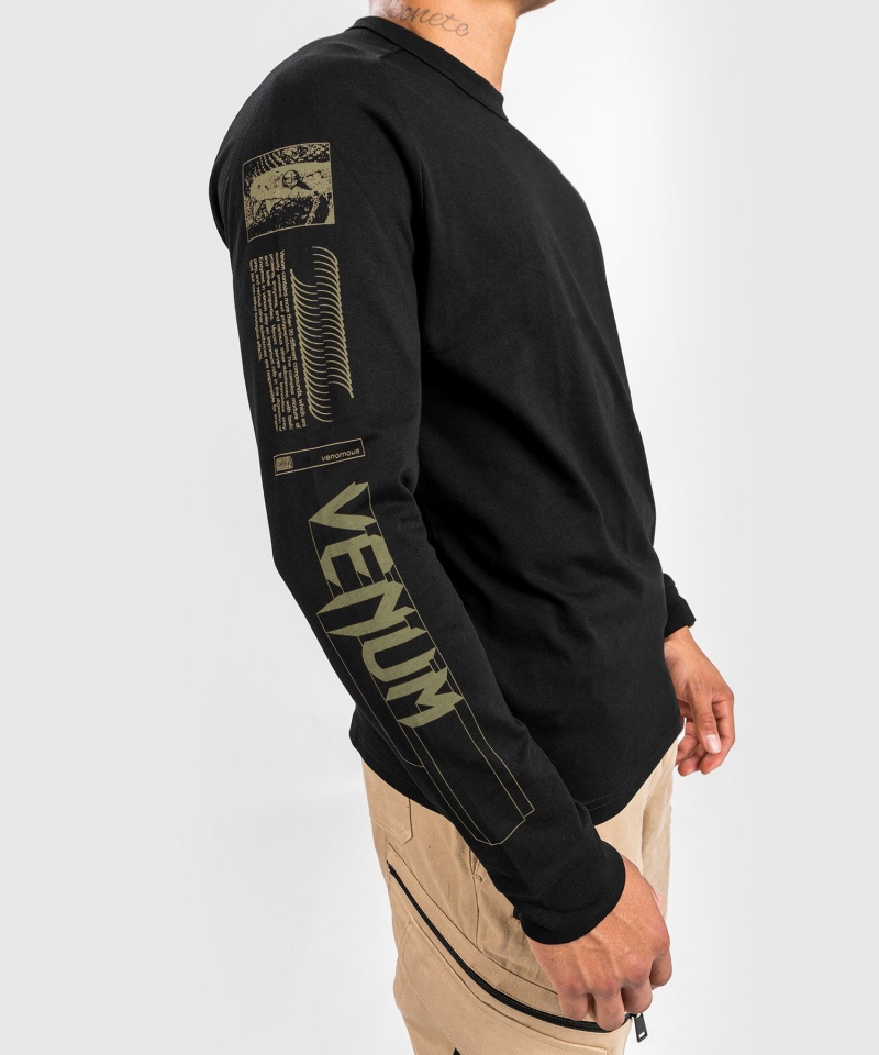 Venum Fangs Long Sleeves Miesten T-Paita Mustat | 48157-KRWB | Suomi