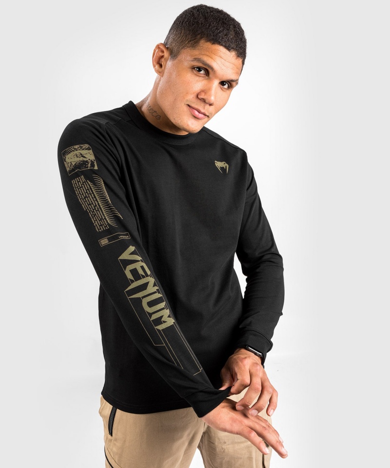 Venum Fangs Long Sleeves Miesten T-Paita Mustat | 48157-KRWB | Suomi