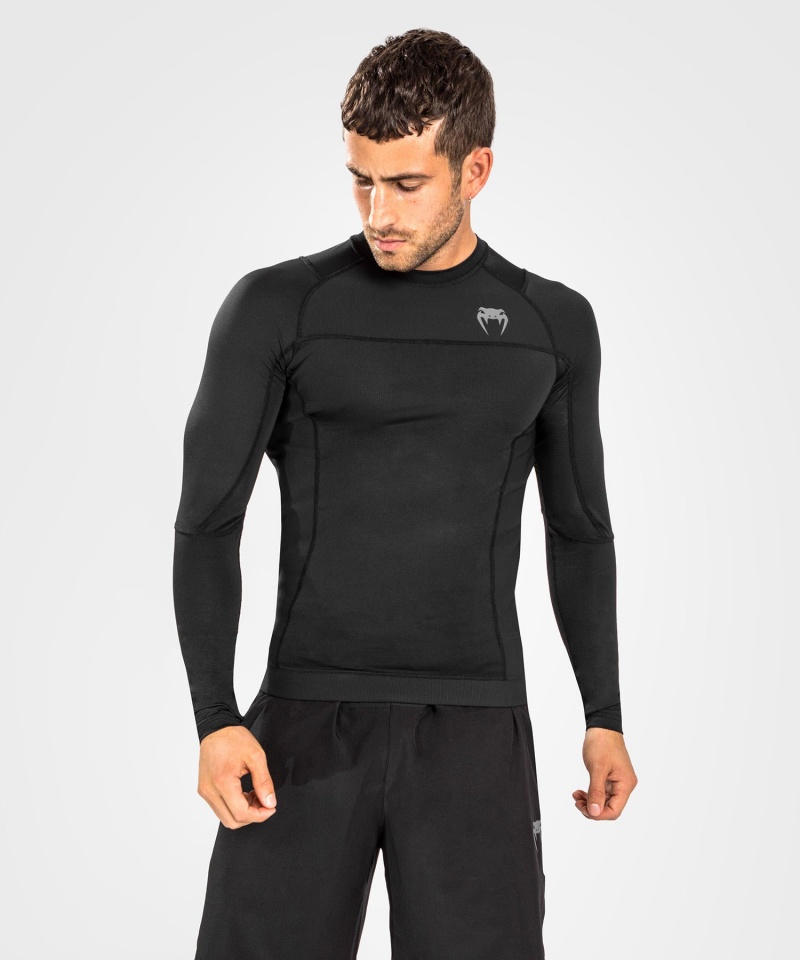 Venum G-Fit Air Longsleeve Miesten MMA Rashguard Mustat | 21408-XKNW | Suomi