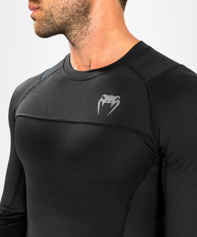 Venum G-Fit Air Longsleeve Miesten MMA Rashguard Mustat | 21408-XKNW | Suomi