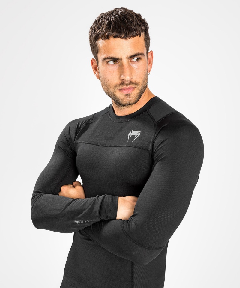 Venum G-Fit Air Longsleeve Miesten MMA Rashguard Mustat | 21408-XKNW | Suomi