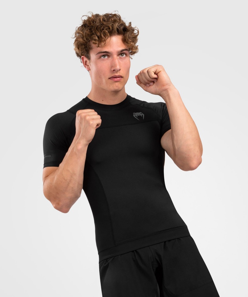 Venum G-Fit Air Shortsleeve Miesten MMA Rashguard Mustat | 46193-FXPJ | Suomi